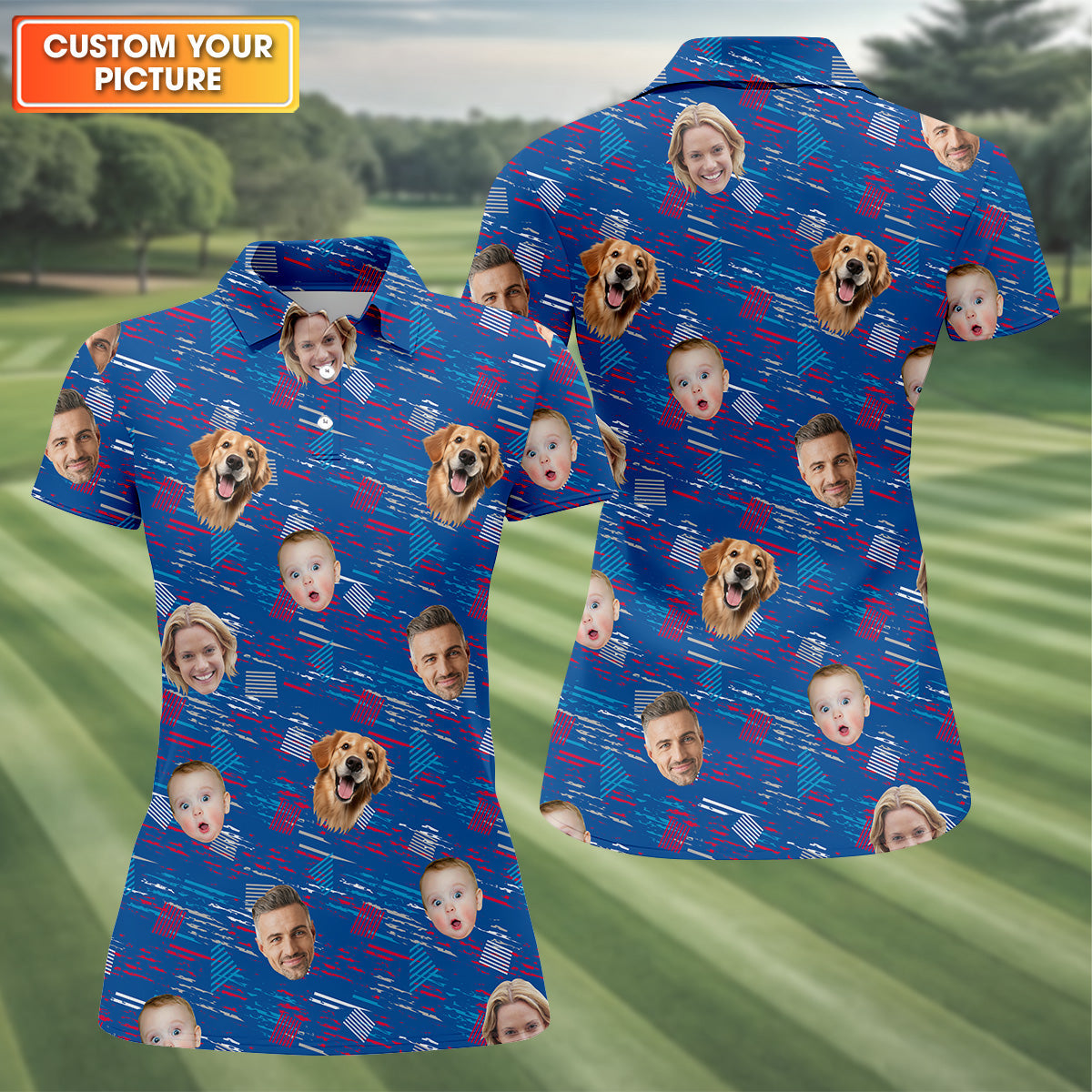 Patriotic Golf Polos, Custom Face Shirt, Womens Golf Polo, Personalized Dog Shirts, Golf Polo For Ladies