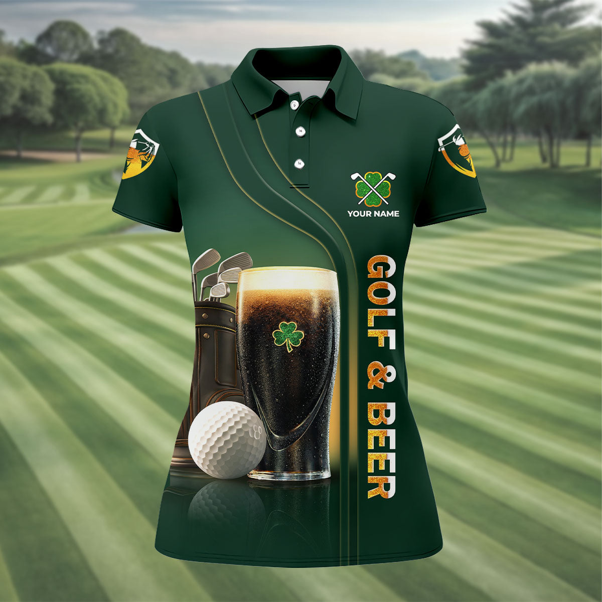 If You Drink Definitely Drive Golf And Beer Black Beer St Patrick's Day Green Women's Golf Tops, Ladies Golf Polos