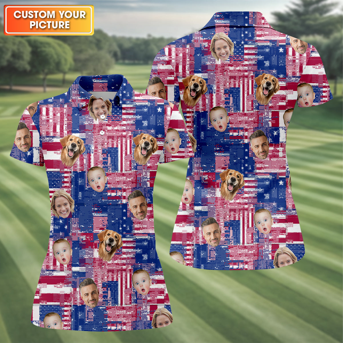 Golf Tops For Women, Family Portrait Golf Shirt, Patriotic Golf Polos, Custom Face Shirt, Personalized Dog Shirts, Long Sleeve Golf Shirts