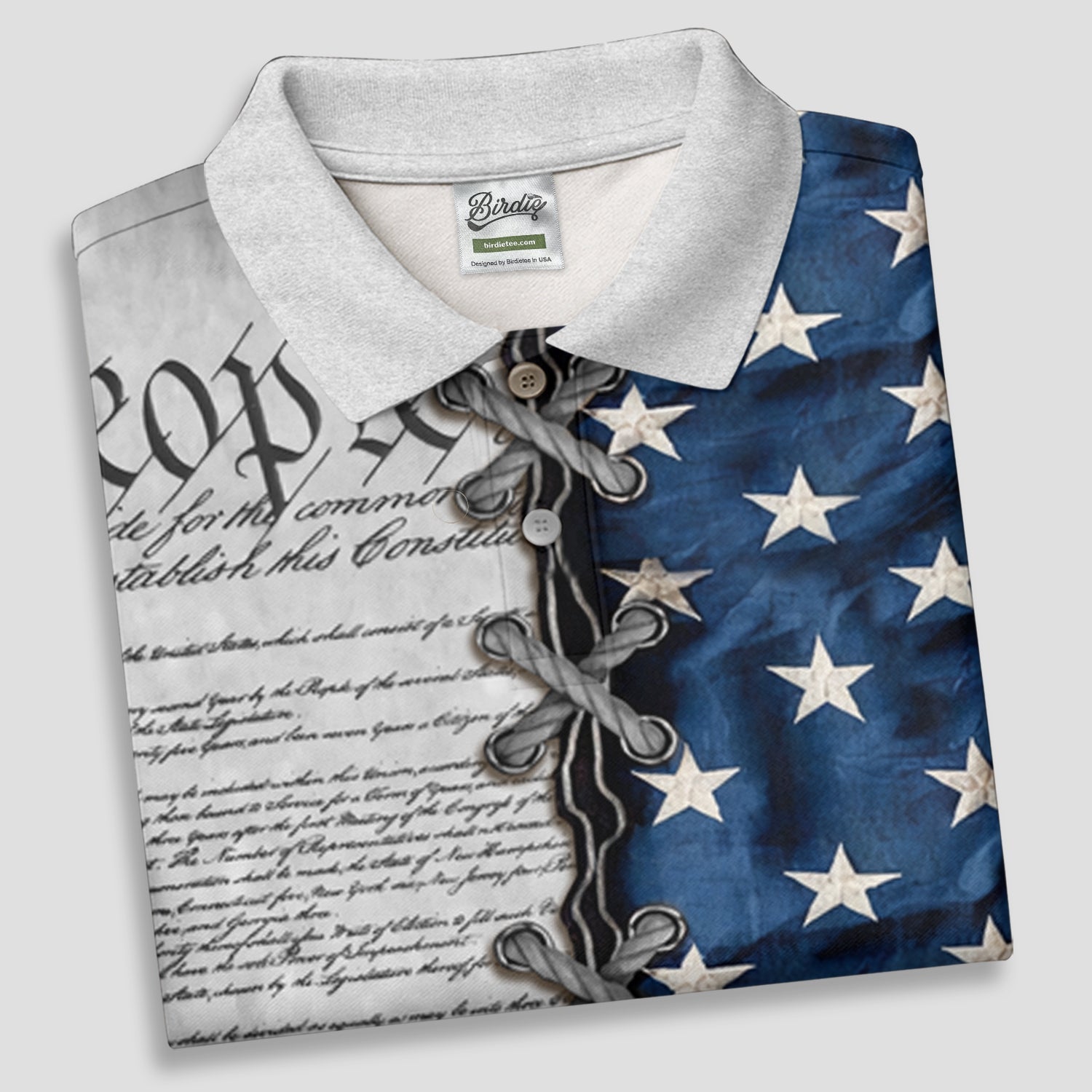 We The People Preamble Patriotic 4th Of July Grey Golf Shirt, 250th Anniversary Women's Golf Tops