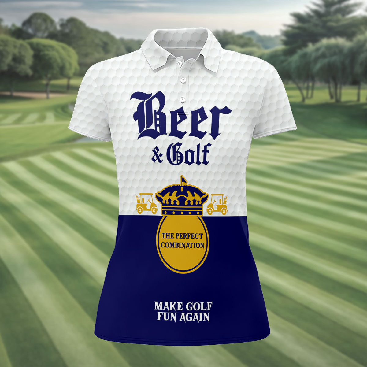 Beer And Golf The Perfect Combination Golf Shirt For Women, Ladies Golf Shirts, Women's Sleeveless Golf Shirts