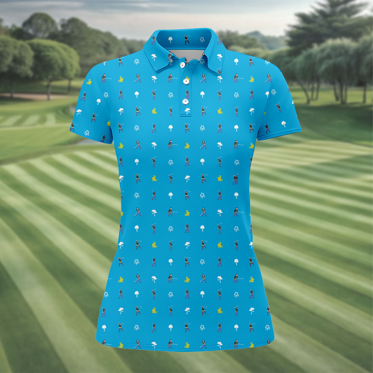 30th Anniversary Sport Movie Character Blue Golf Shirt, Fun Women's Golf Shirts, Ladies Golf Shirt
