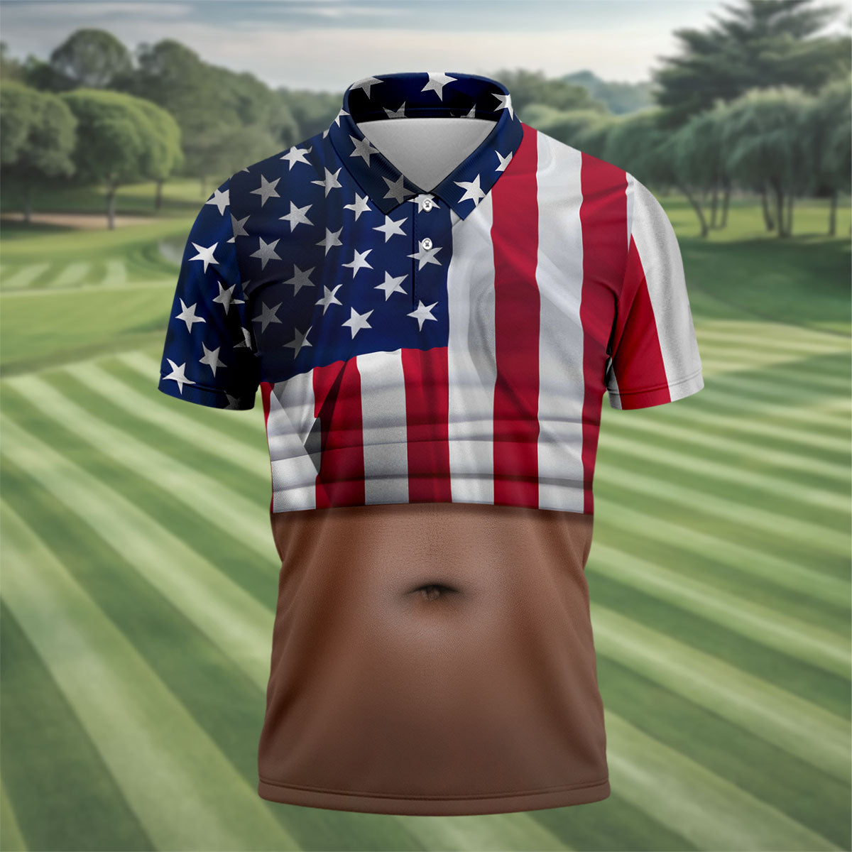 US Flag Pattern 250 Years Men's Funny Golf Polo Shirts, Father's Day Golf Shirt, Golf Gift For Dad