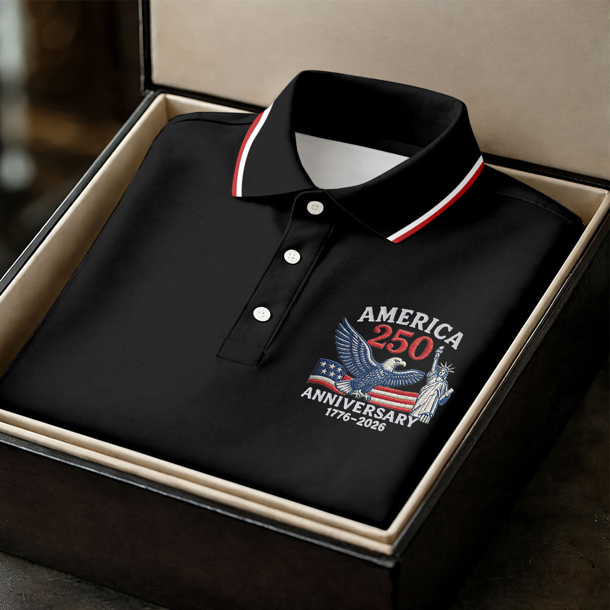 Faith Cross Bald Eagle America 250 Anniversary Black Patriotic Golf Shirt, Golf Shirt For Women