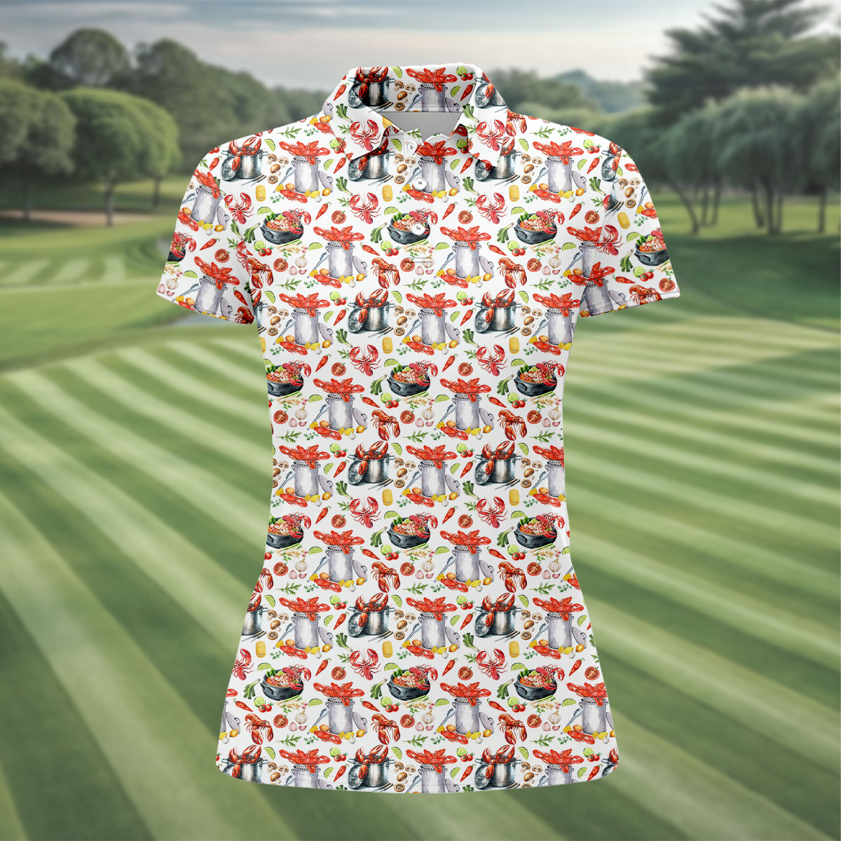 Crawfish Boil Pot Hawaiian Golf Shirt, Louisiana Crawfish Season Golf Shirt For Women