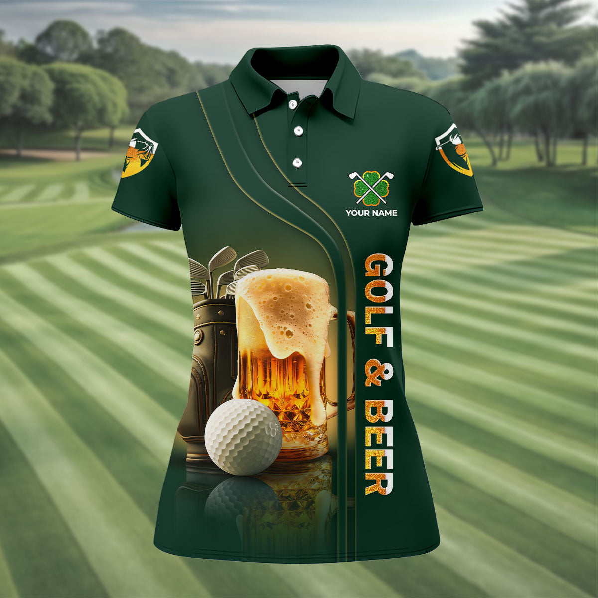 If You Drink Definitely Drive Golf And Beer St Patrick's Day Green Women's Golf Tops, Ladies Golf Polos