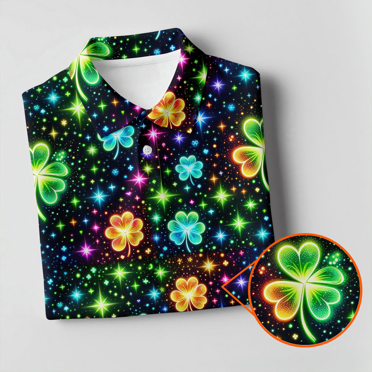 The Star And The Shamrock Rainbow Glitter St Patrick's Golf Shirt, Women's Golf Tops, Ladies Golf Polos