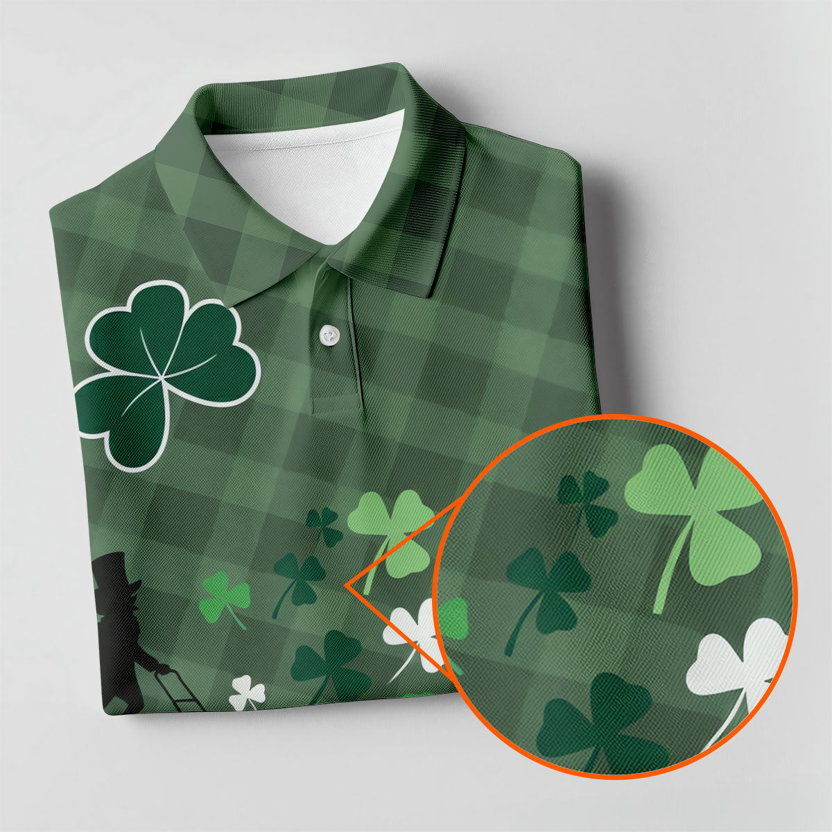 Green Checkered Leprechaun Shamrock St Patrick's Day Golf Shirt, Women's Golf Tops, Ladies Golf Shirts