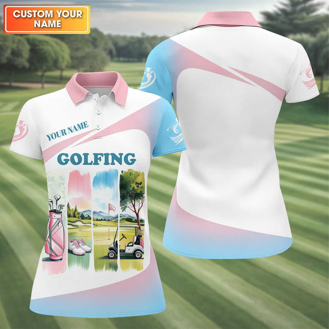 Watercolor Funny Womens Golf Polo ShirtLadies Golf Shirt, Mothers Day Gifts