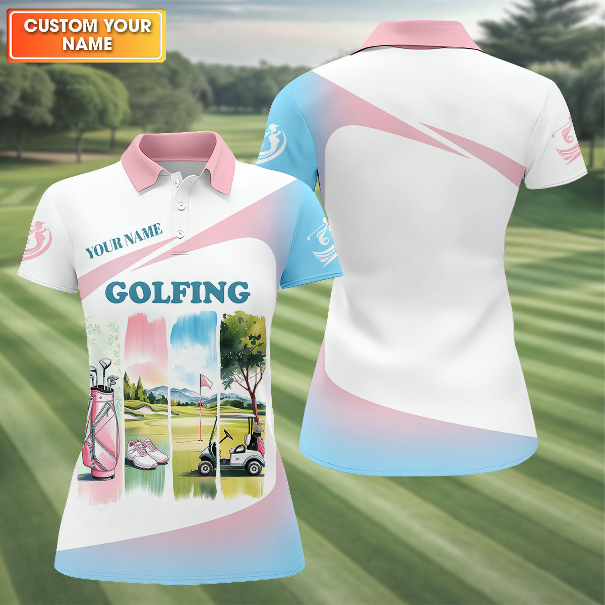 Watercolor Funny Womens Golf Polo ShirtLadies Golf Shirt, Mothers Day Gifts