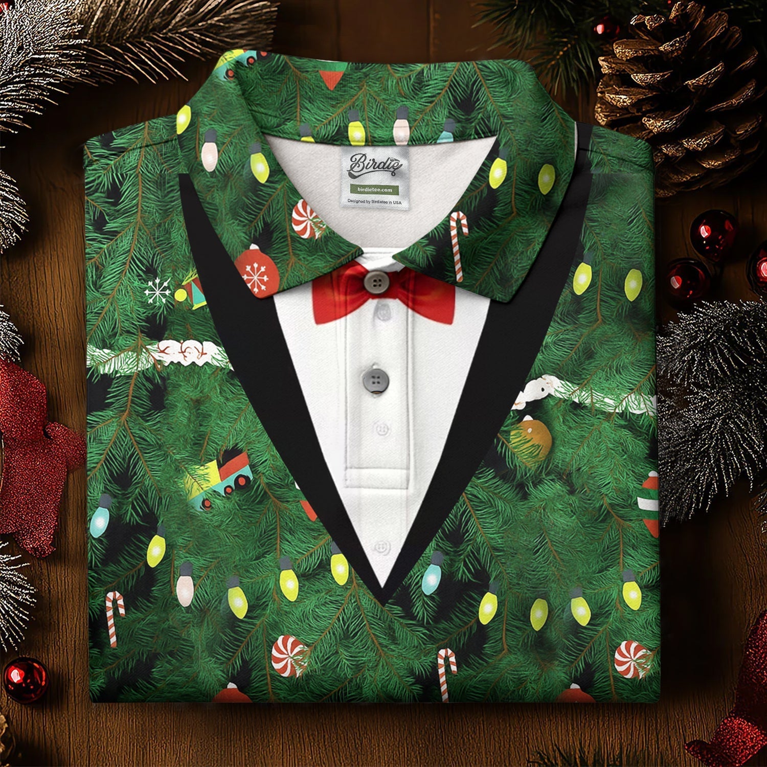 Christmas Tree Needles Green Festive Women Golf Top, Christmas Golf Shirt, Ladies Golf Tops
