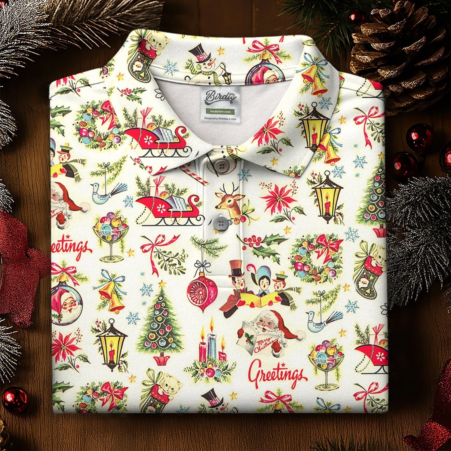 Snowman Santa Greetings Christmas Golf Tops, Women's Christmas Golf Polos Shirt, Ladies Golf Apparel