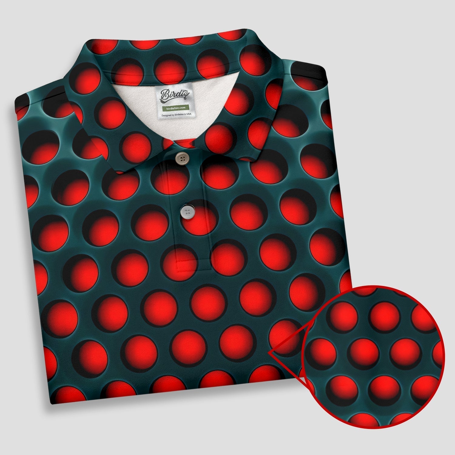 3D Effect Circular Pattern Red Golf Shirt, Cool Golf Outfit, Women Golf Top, Ladies Golf Shirts