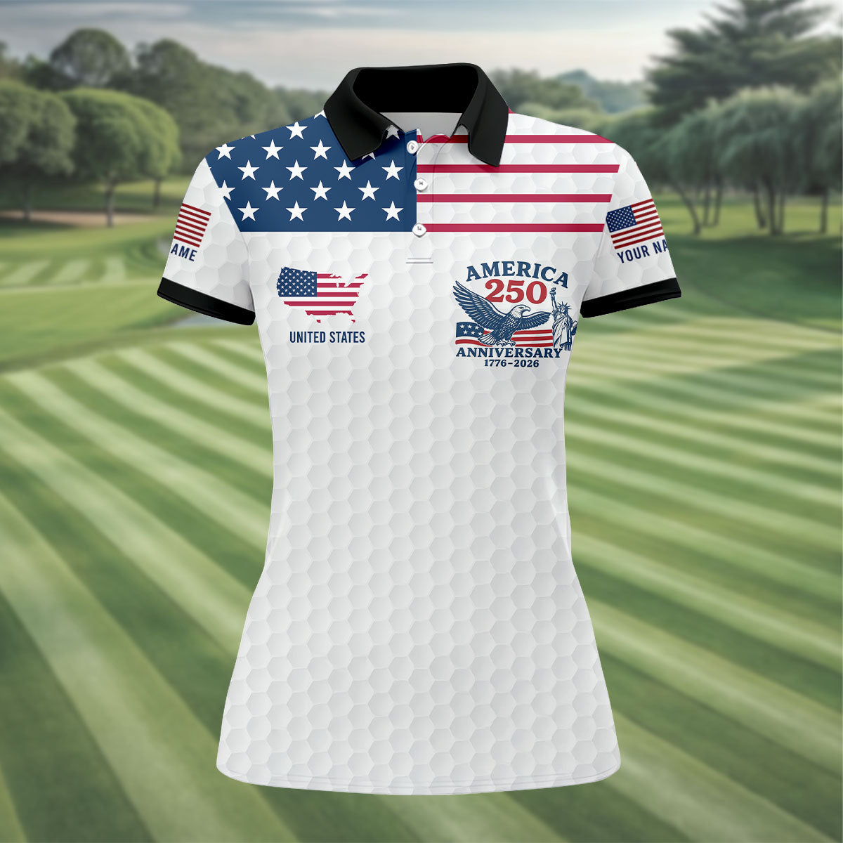 Descendant Of A Patriot Black Collar Golf Shirt For Women, Patriotic 4th Of July Golf Shirt