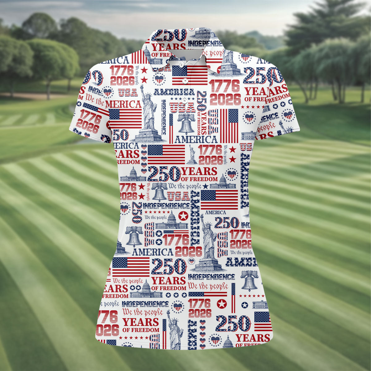 250th Anniversary USA 1776-2026 Retro Golf Shirt, Ladies Golf Tops, 4th Of July Golf Shirt For Women