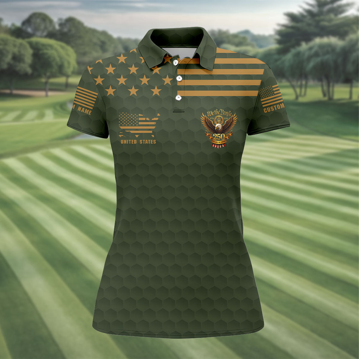 Army Veteran We The People 250 Years Of Free 4th Of July Golf Shirt, Women's Golf Tops