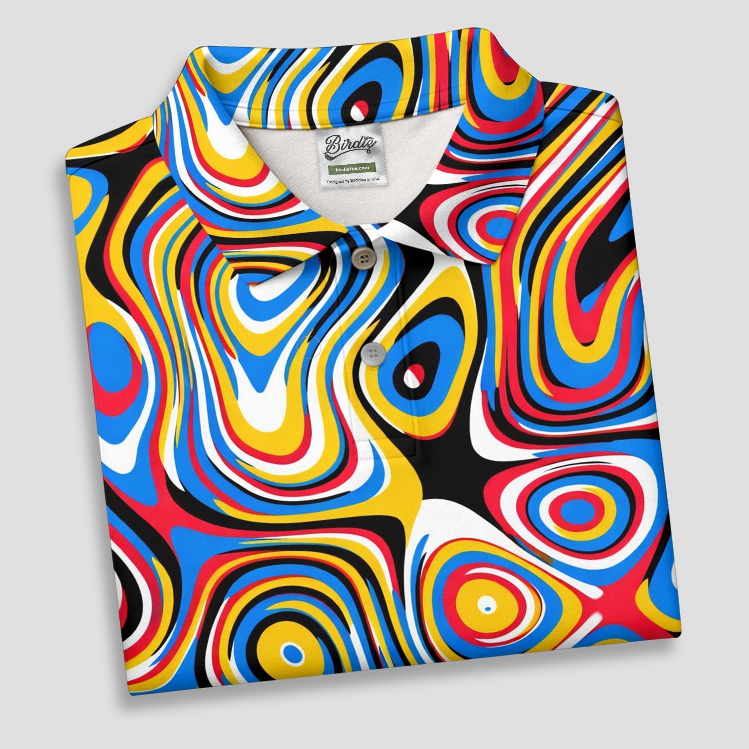 Blue And Yellow Fluid Art Cool Golf Shirt, Women's Golf Tops, Ladies Golf Shirts, Women's Polo Shirt