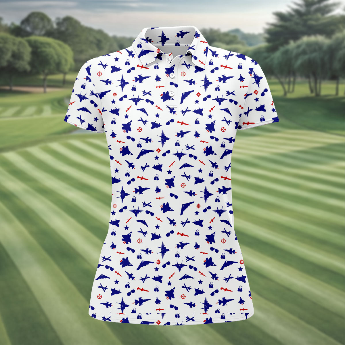 Dogfight Military Fighter Jets Women's Golf Tops, Ladies Golf Shirts, Golf Shirt For Women