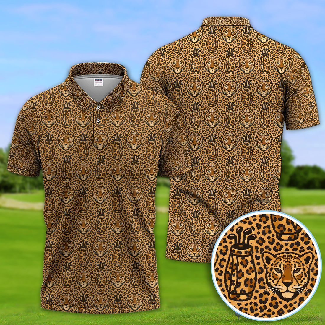 Leopard Pattern Golf Shirt, Crazy Golf Polos, Funny Golf Gift For Golfer