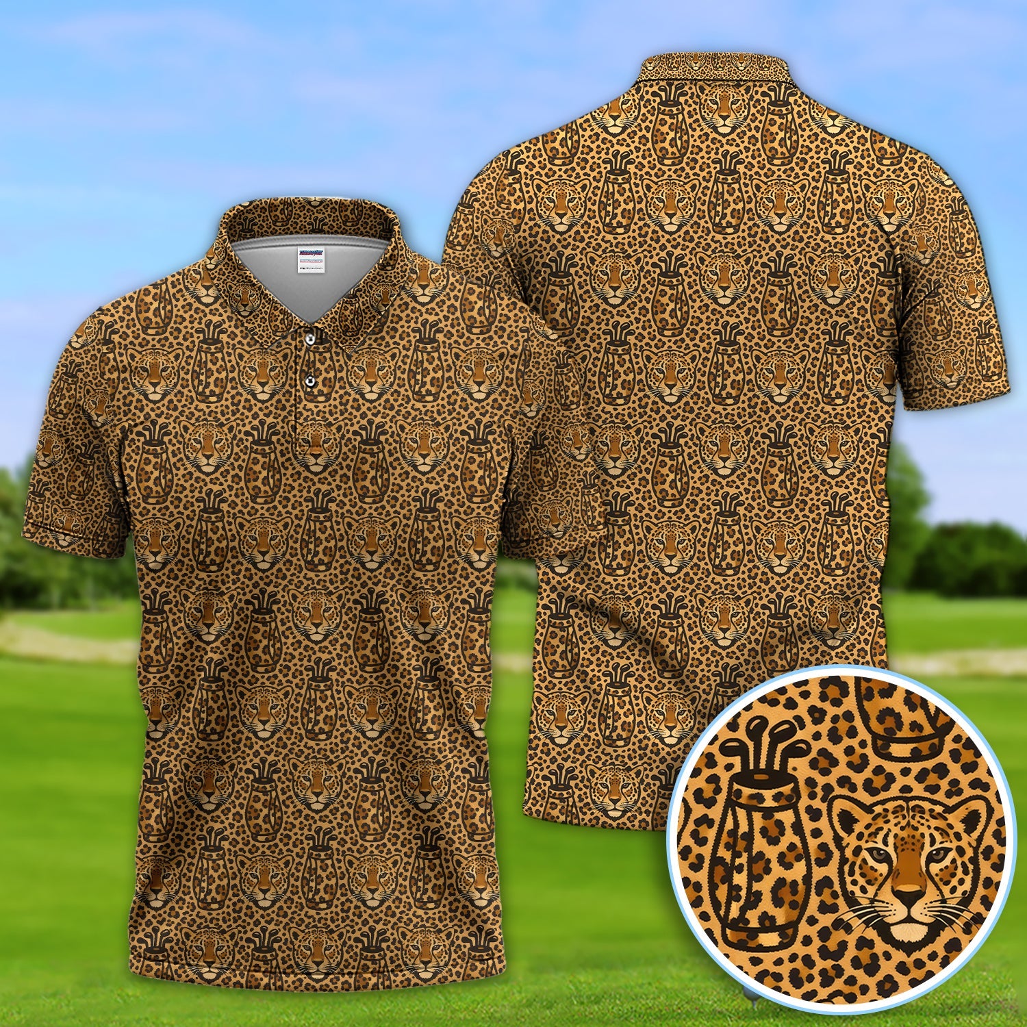 Leopard Pattern Golf Shirt, Crazy Golf Polos, Funny Golf Gift For Golfer