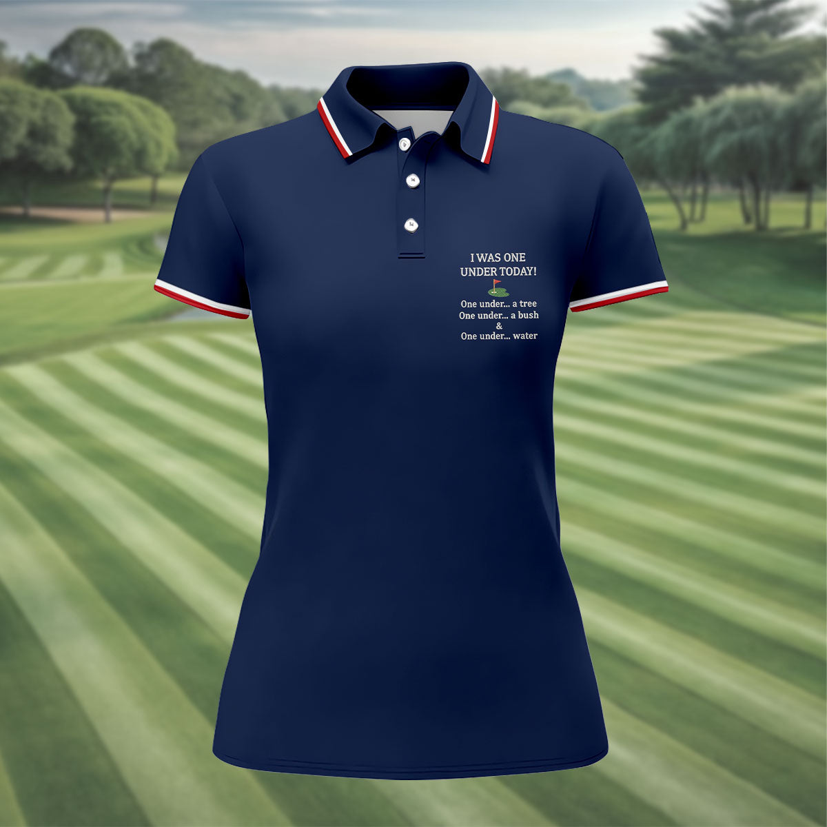 I Was One Under Today Navy Golf Shirt, Funny Golf Shirt, Ladies Golf Tops, Golf Shirt For Women