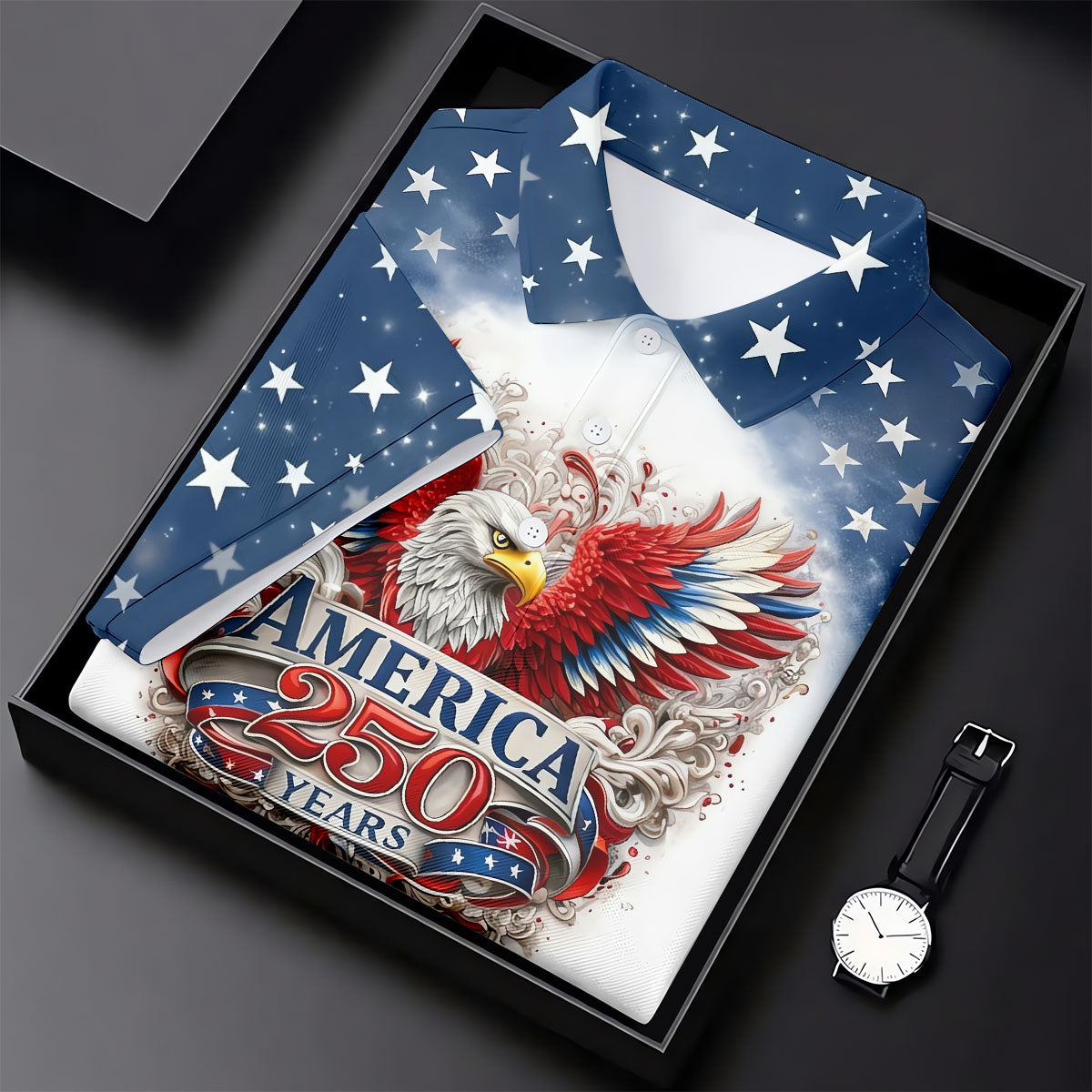 Bald Eagle Red White Blue Patriotic Stars 4th Of July Golf Shirt, 250 Years Golf Shirt For Women