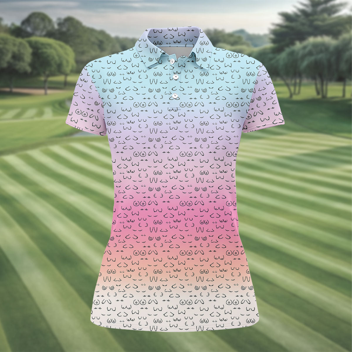 Funny Adult Humor Ombre Color Women's Golf Shirts, Ladies Golf Shirts, Womens Golf Gifts