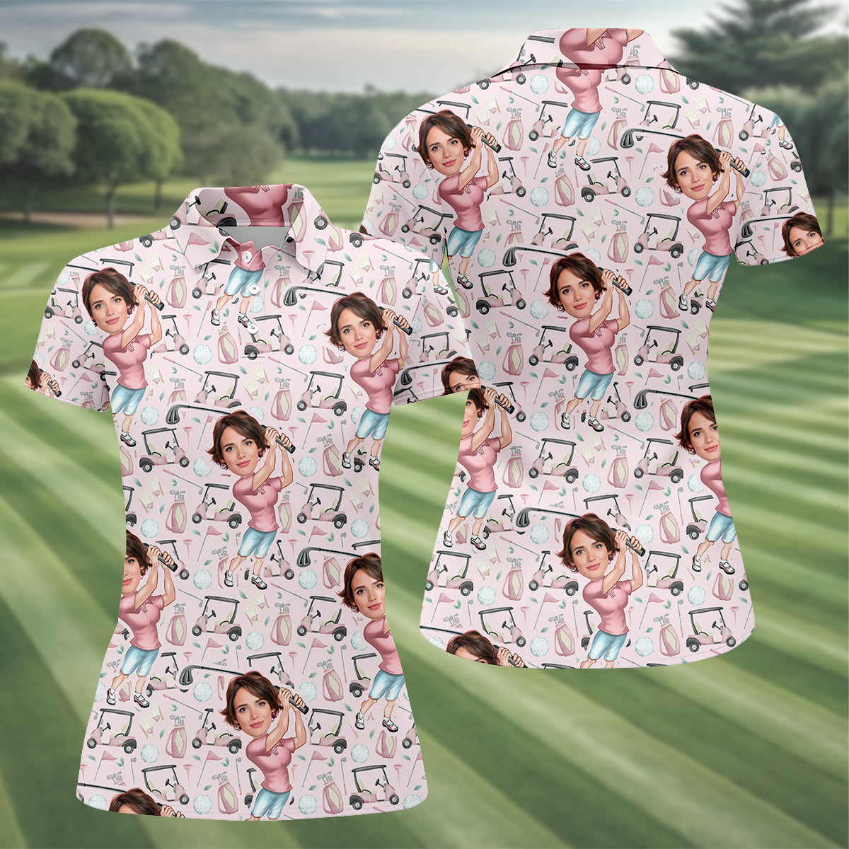Custom Photo Golf Shirt, Funny Womens Golf Polo ShirtMothers Day Shirt