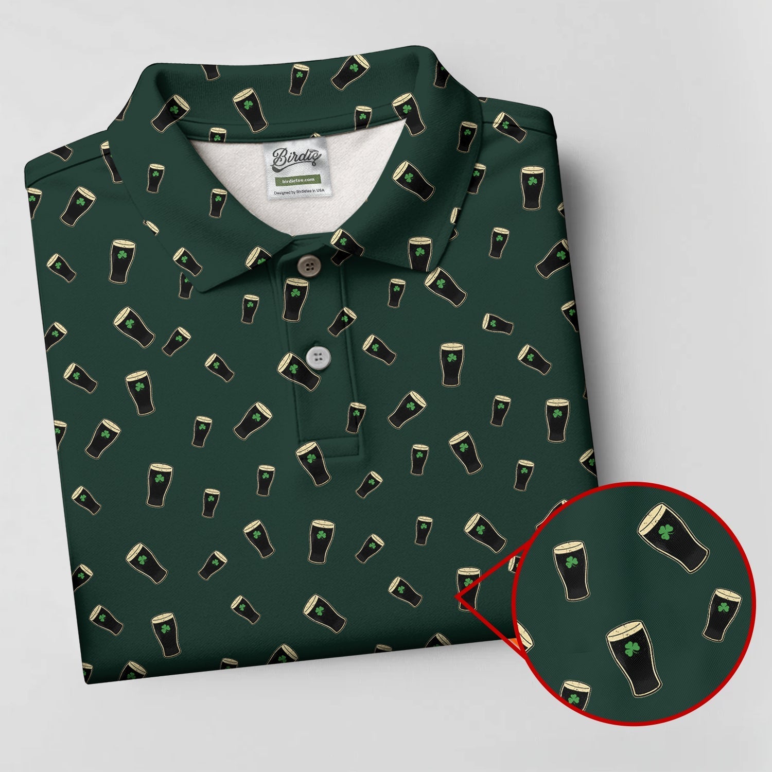 Dark Stout Beer St Patrick's Day Green Shamrock Golf Shirt, Ladies Golf Tops, Golf Shirt For Women