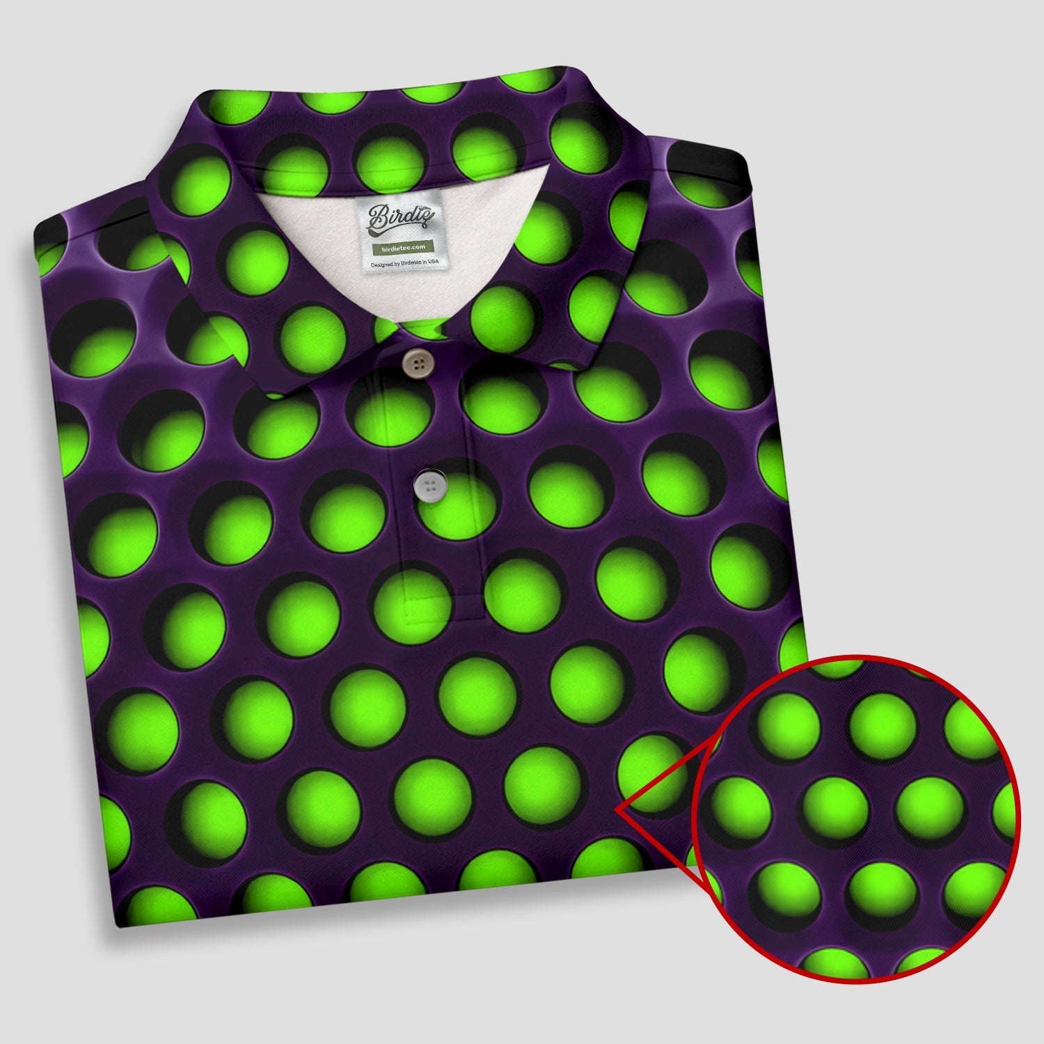 3D Effect Circular Pattern Green Golf Shirt, Cool Golf Outfit, Women Golf Top, Ladies Golf Shirts
