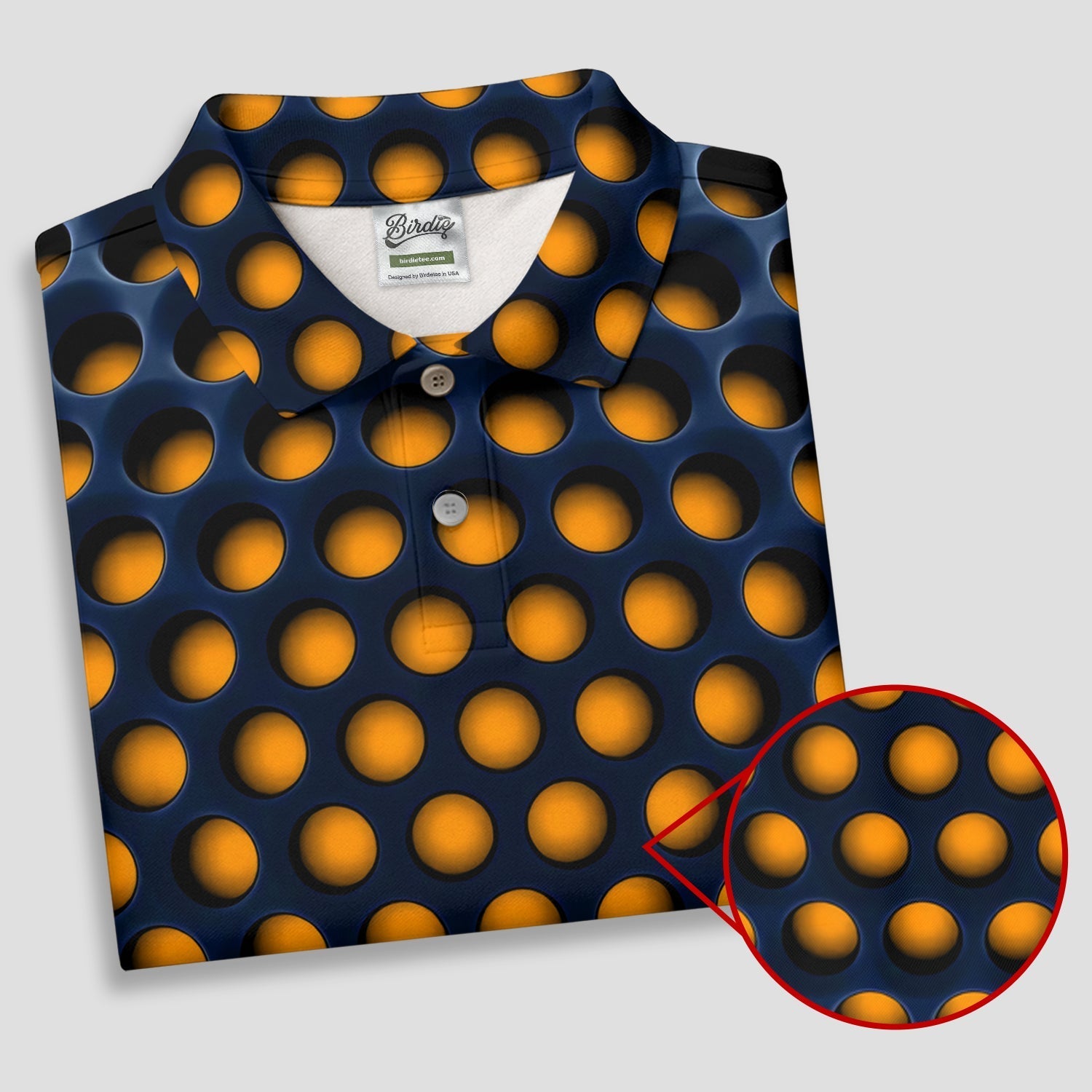 3D Effect Circular Pattern Orange Golf Shirt, Cool Golf Outfit, Women Golf Top, Ladies Golf Shirts