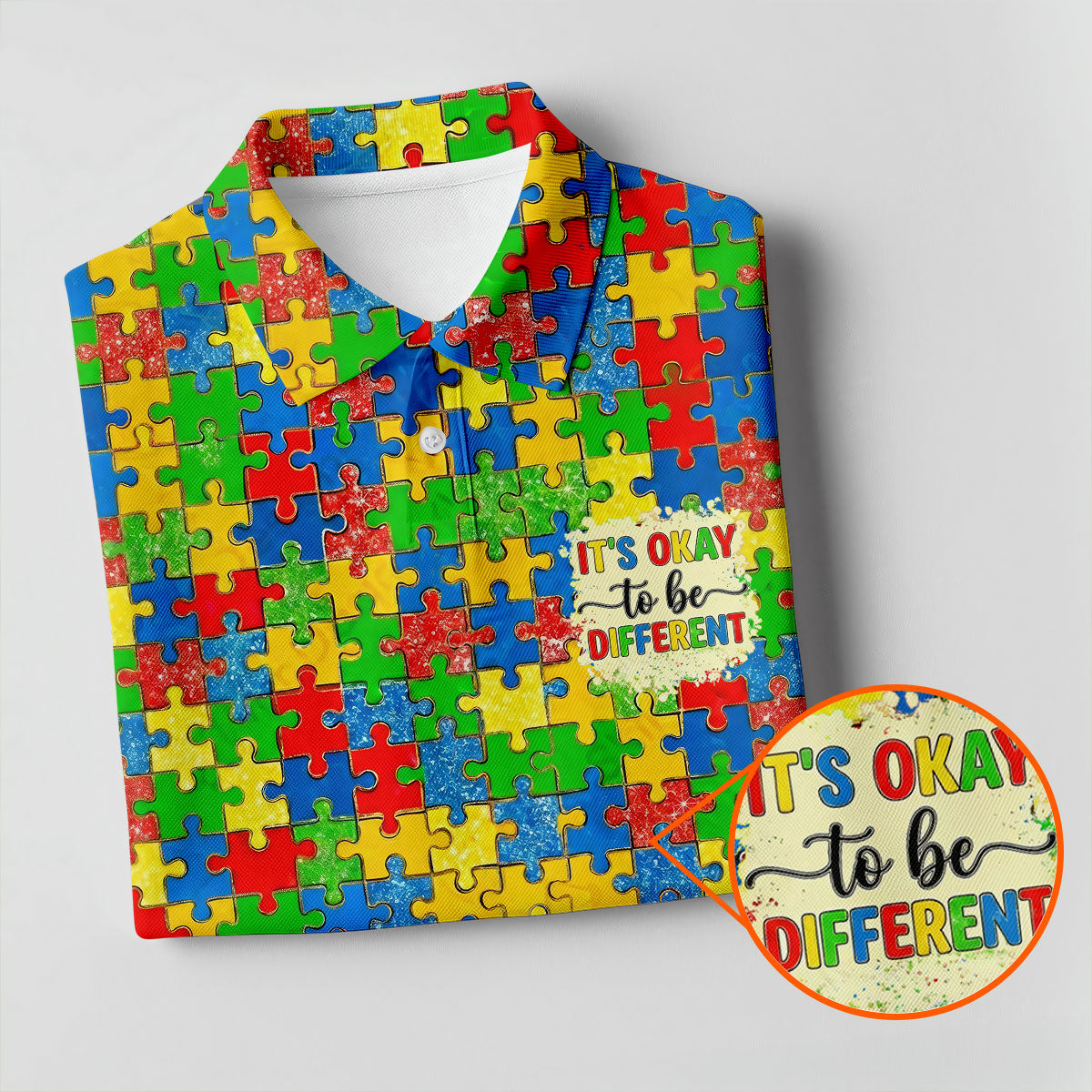 It's Okay To Be Different Colorful Puzzle Pattern Autism Awareness Golf Shirt For Women, Ladies Golf Polos