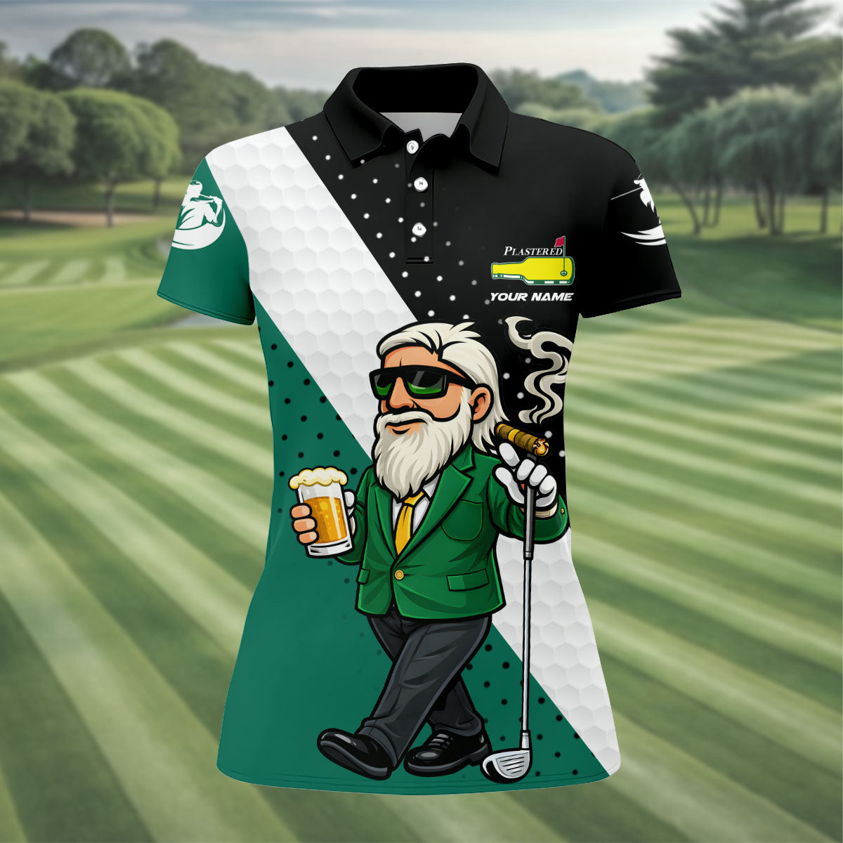 Birdie Boogey Eagle Par Plastered Beer Bottle Logo Women's Golf Shirts, Golf And Beer Fun Golf Shirt
