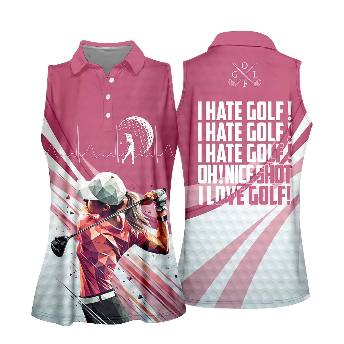 I Hate Golf Nice Shot I Love Golf Custom Womens Golf Polo ShirtGolfing Apparel, Womens Golf Gifts