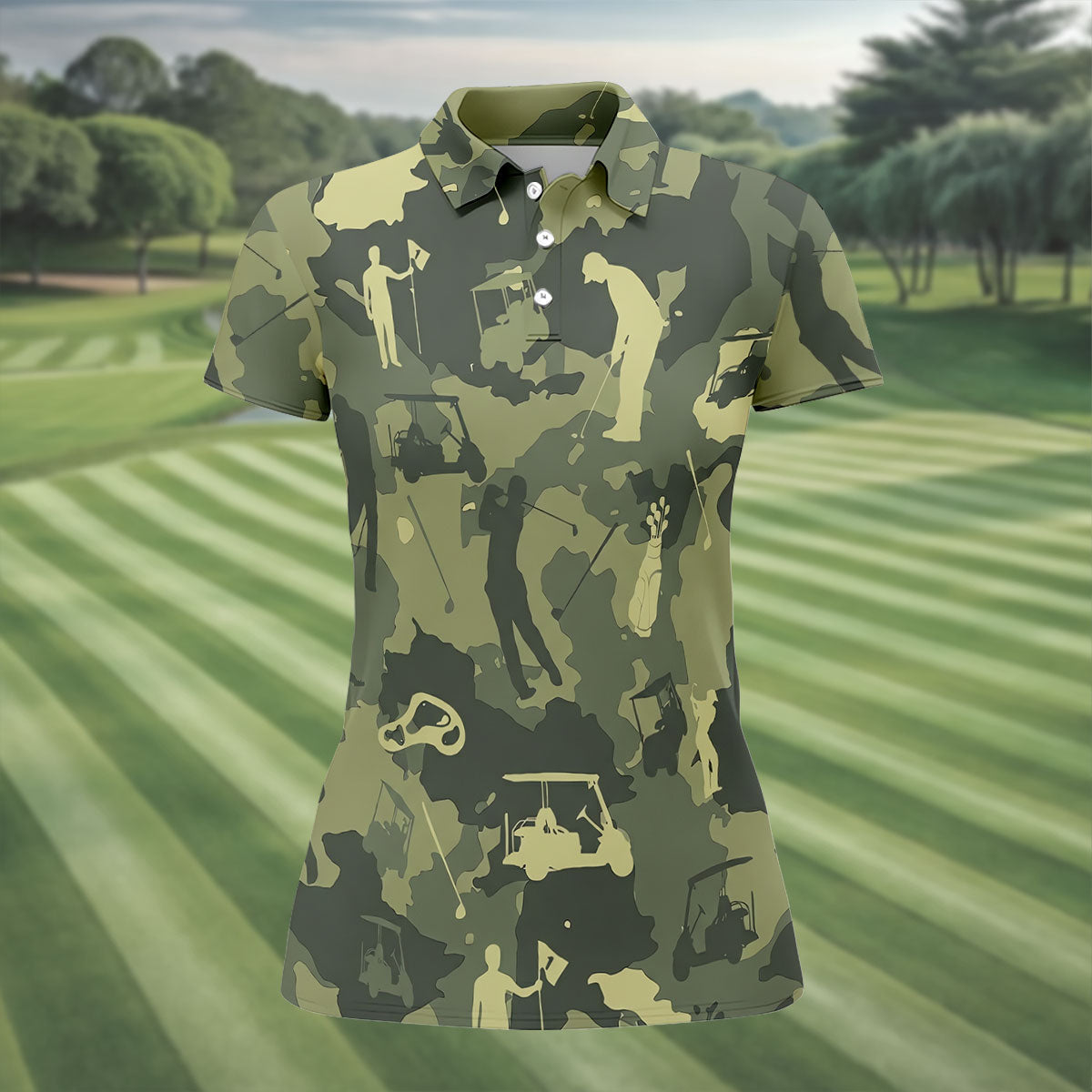 Golf Pose Camo Golf Shirt, Ladies Golf Tops, Golf Shirt For Women, Ladies Golf Shirts