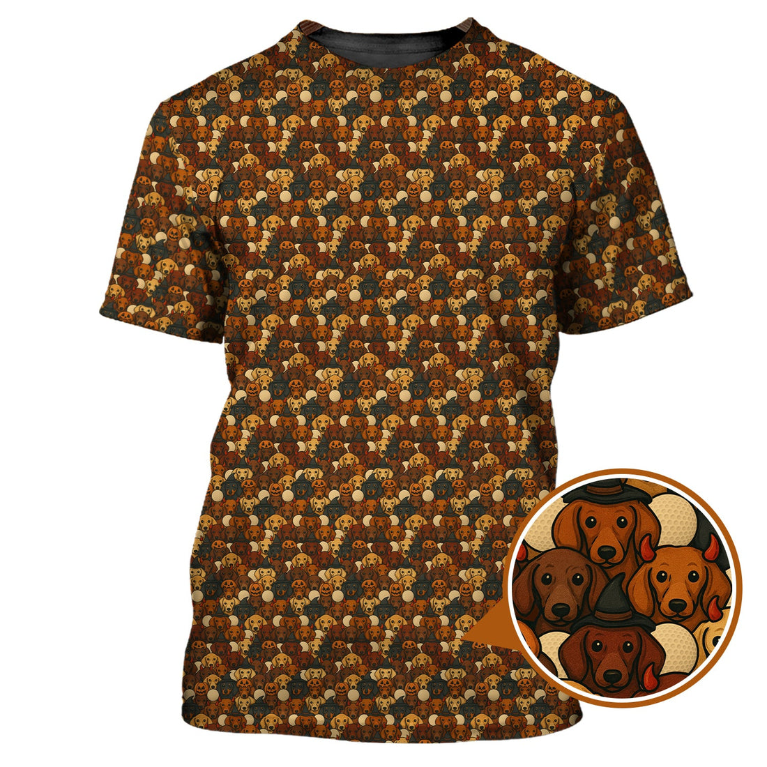 Dachshund Pattern Golf Shirt, Halloween Golf Shirt, Golf Gift For Golfers, Dachshund Golf Shirt For Men