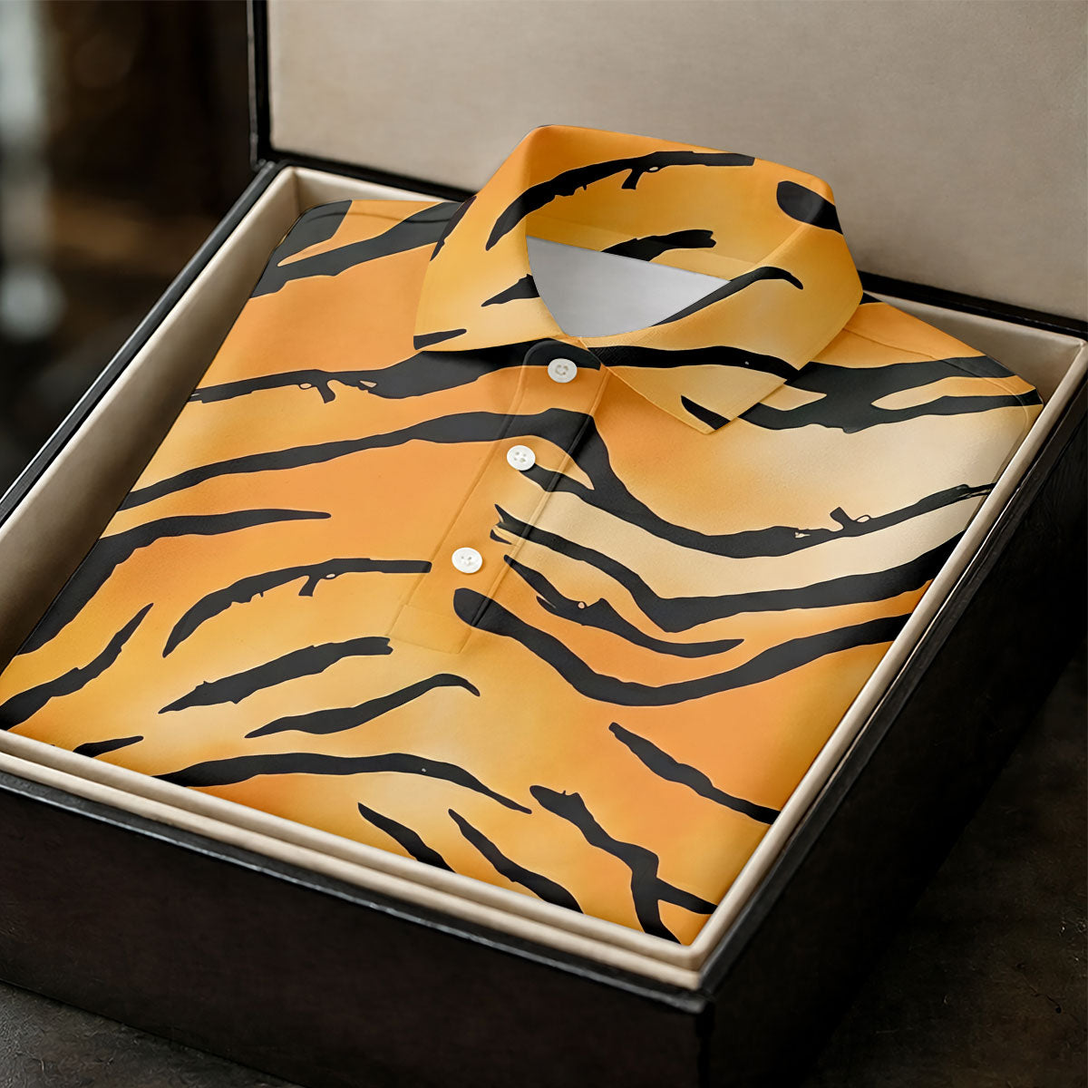 Tiger Stripe Pattern Hawaiian Golf Shirt, Fun Women's Golf Shirts, Ladies Golf Shirts