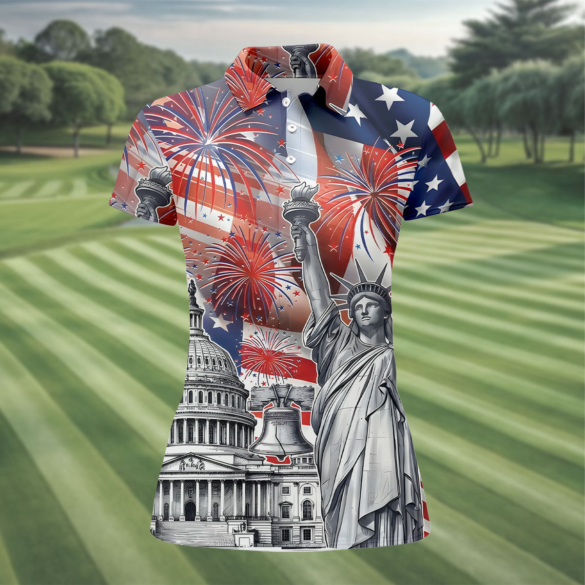 250 Years Of Freedom We The People American Flag Golf Shirt, Patriotic 4th Of July Golf Shirt For Women