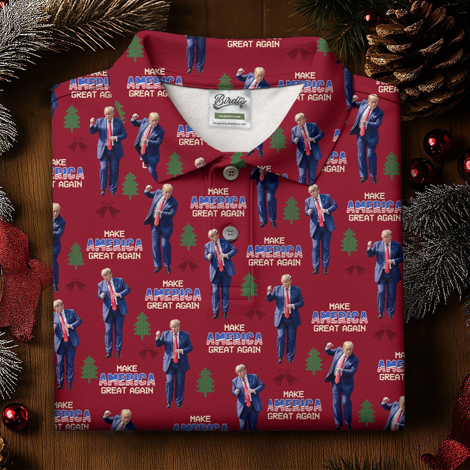 Make America Great Again Christmas Golf Trump Dancing Women's Golf Polo Shirt Ladies Golf Polos, Christmas Golf Gift