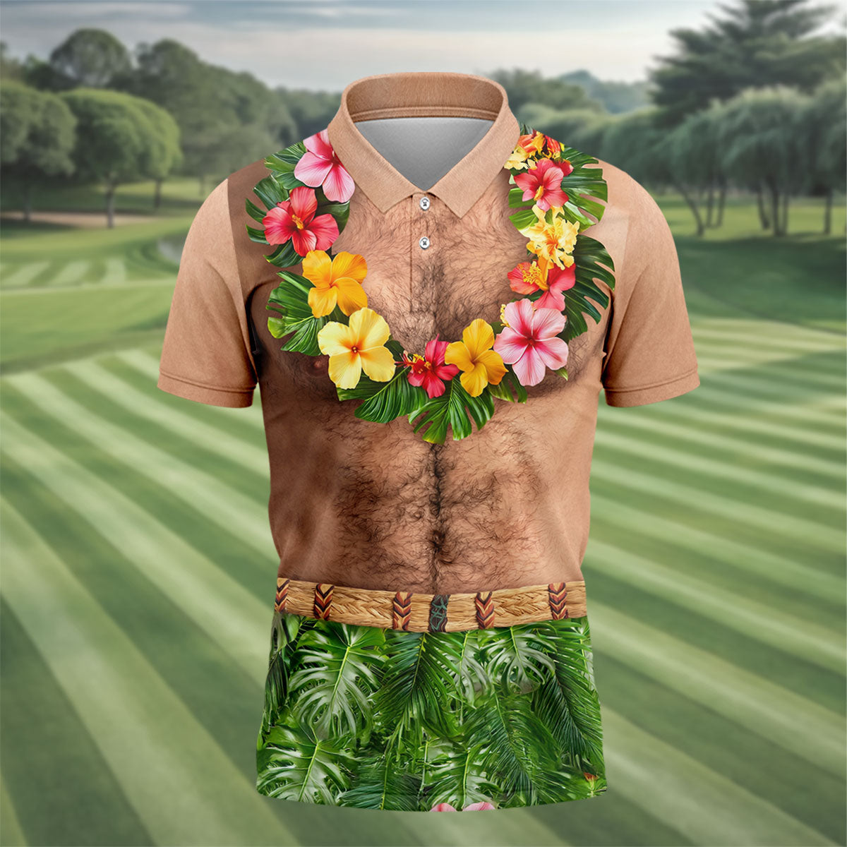 Tropical Theme Party Men's Funny Golf Shirts, Hawaiian Golf Shirt, Polo Shirts For Men