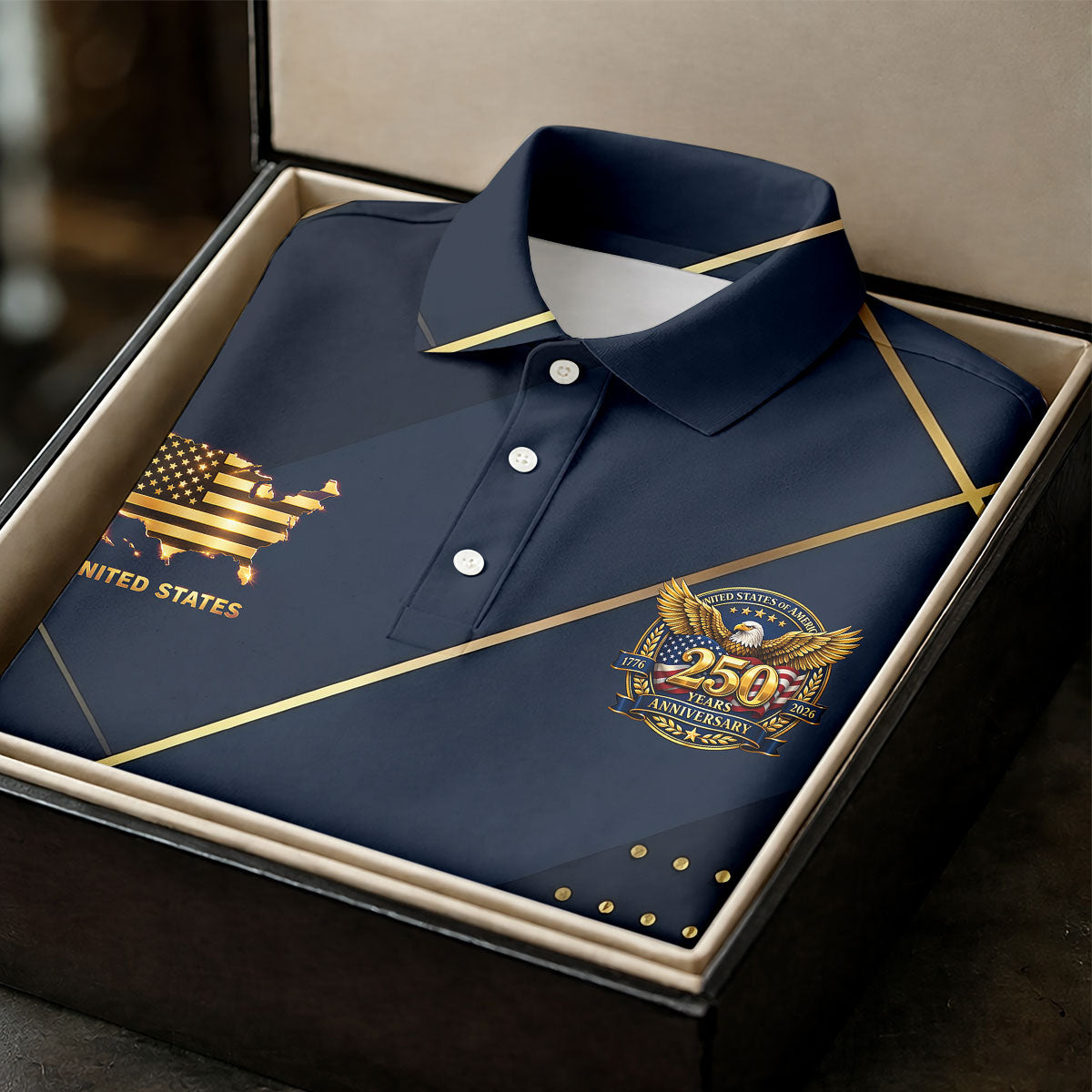 Bald Eagle 250 Years Anniversary Navy Patriotic Golf Shirt, 4th Of July Golf Shirt For Women