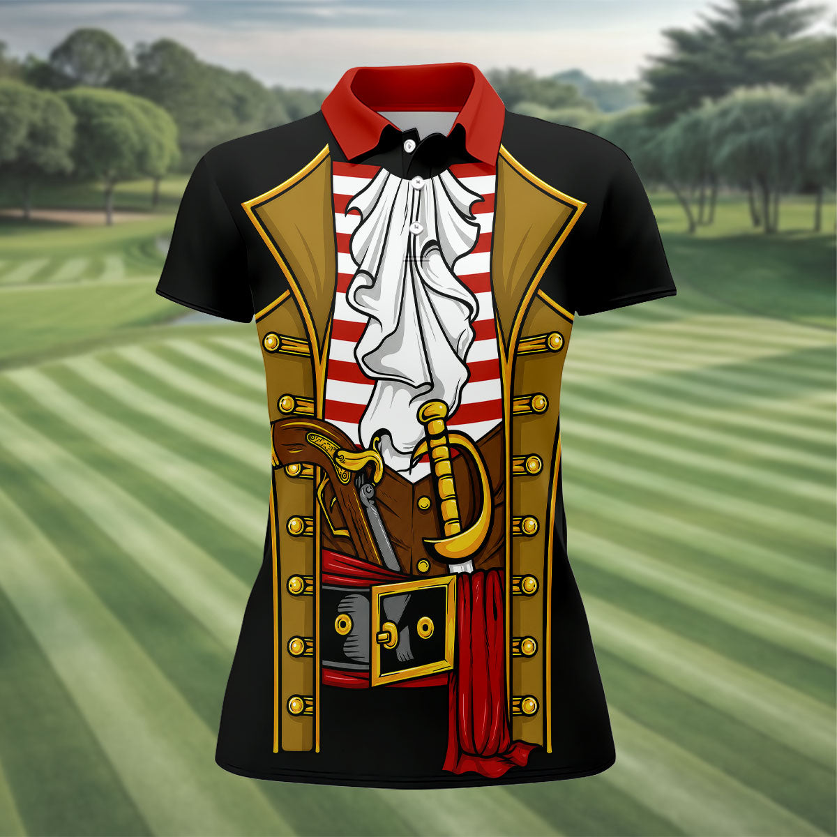 Pirate Captain Outfit Golf Shirt, Swashbuckler Costume Design, Golf Shirt For Women