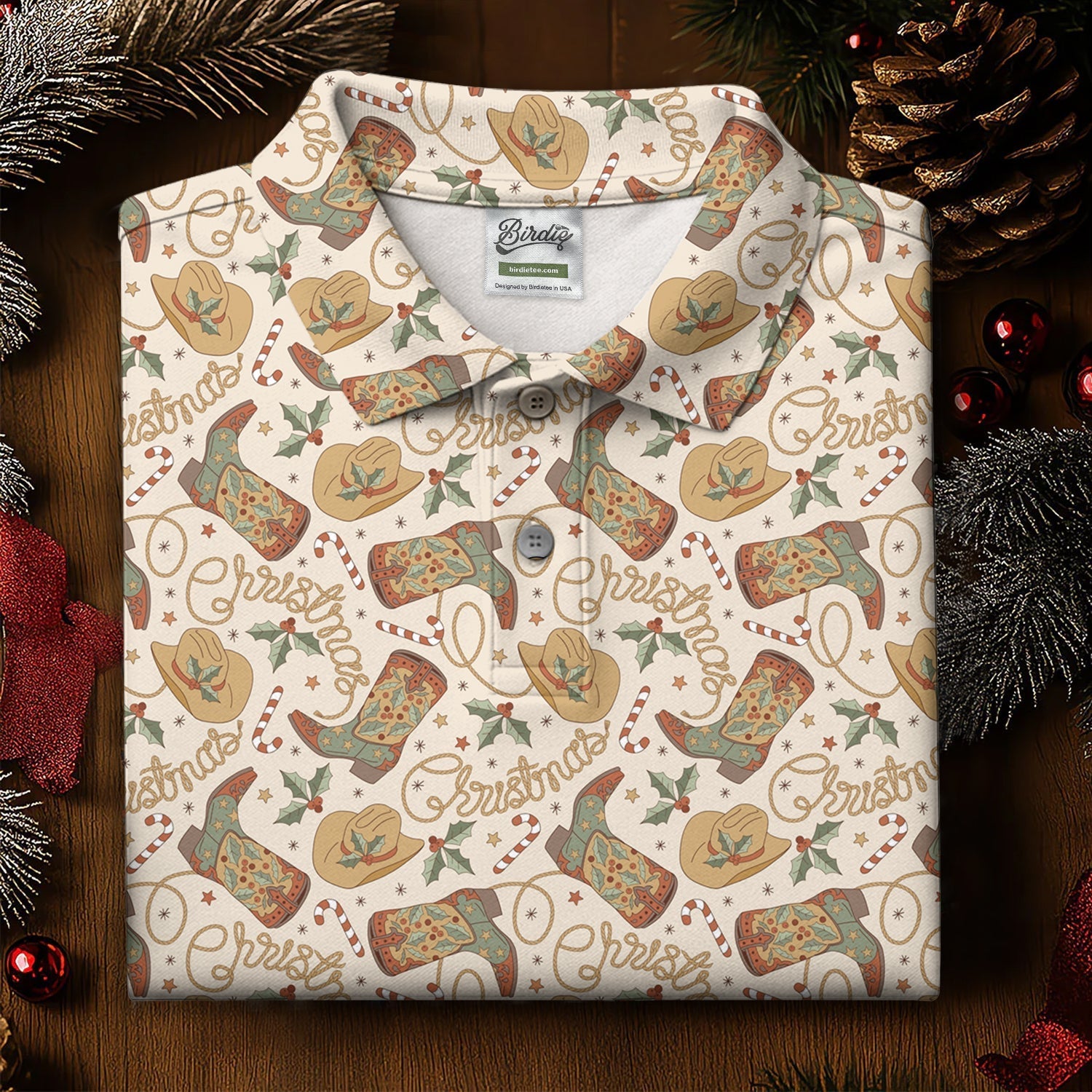 Western Christmas Ladies Golf Tops, Christmas Golf Shirt, Ladies Golf Polos, Women's Polo Shirt