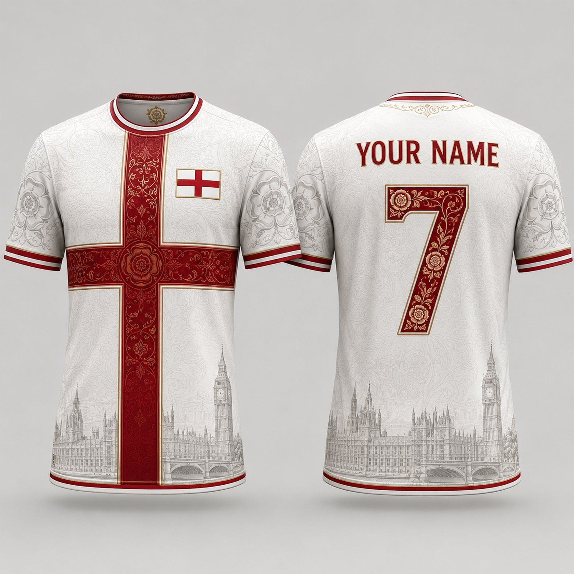 St. George's Cross Fooball Shirt, England Football Flag V-Neck For Men Football Lover, Football Gifts