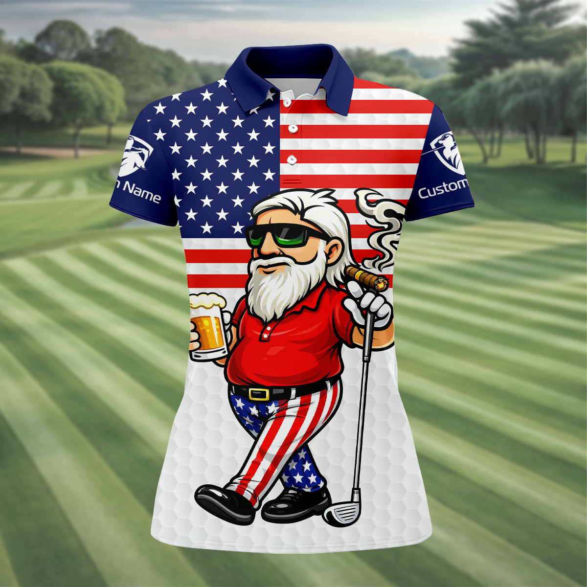 My Drinking Team Has A Golfing Problem Patriotic Man Golf And Beer 250 Years 4th Of July Golf Shirt For Women