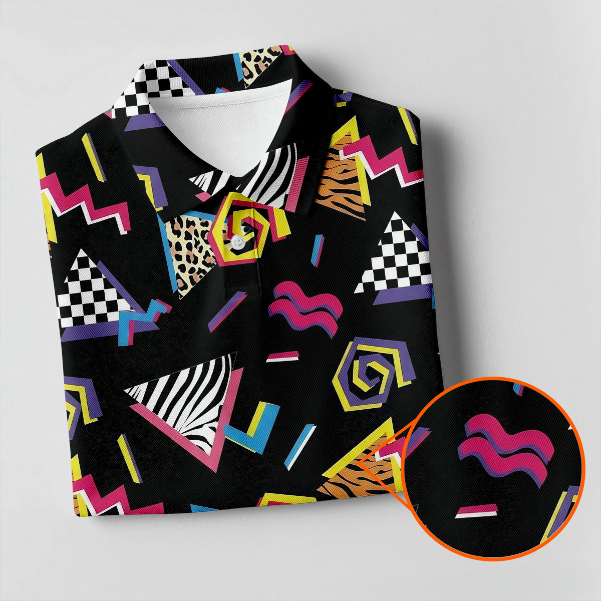 Abstract Geometric Leopard Zebra Animal Stripes 80s 90s Style Ladies Golf Tops, Golf Shirt For Women