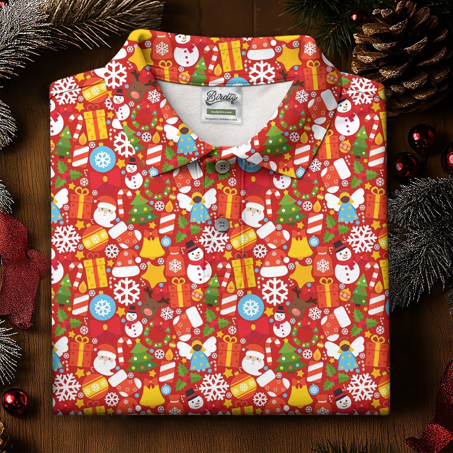 Festive Christmas Red Golf Shirt, Christmas Golf Shirt, Ladies Golf Shirts, Golf Gifts For Women, Golfing Apparel
