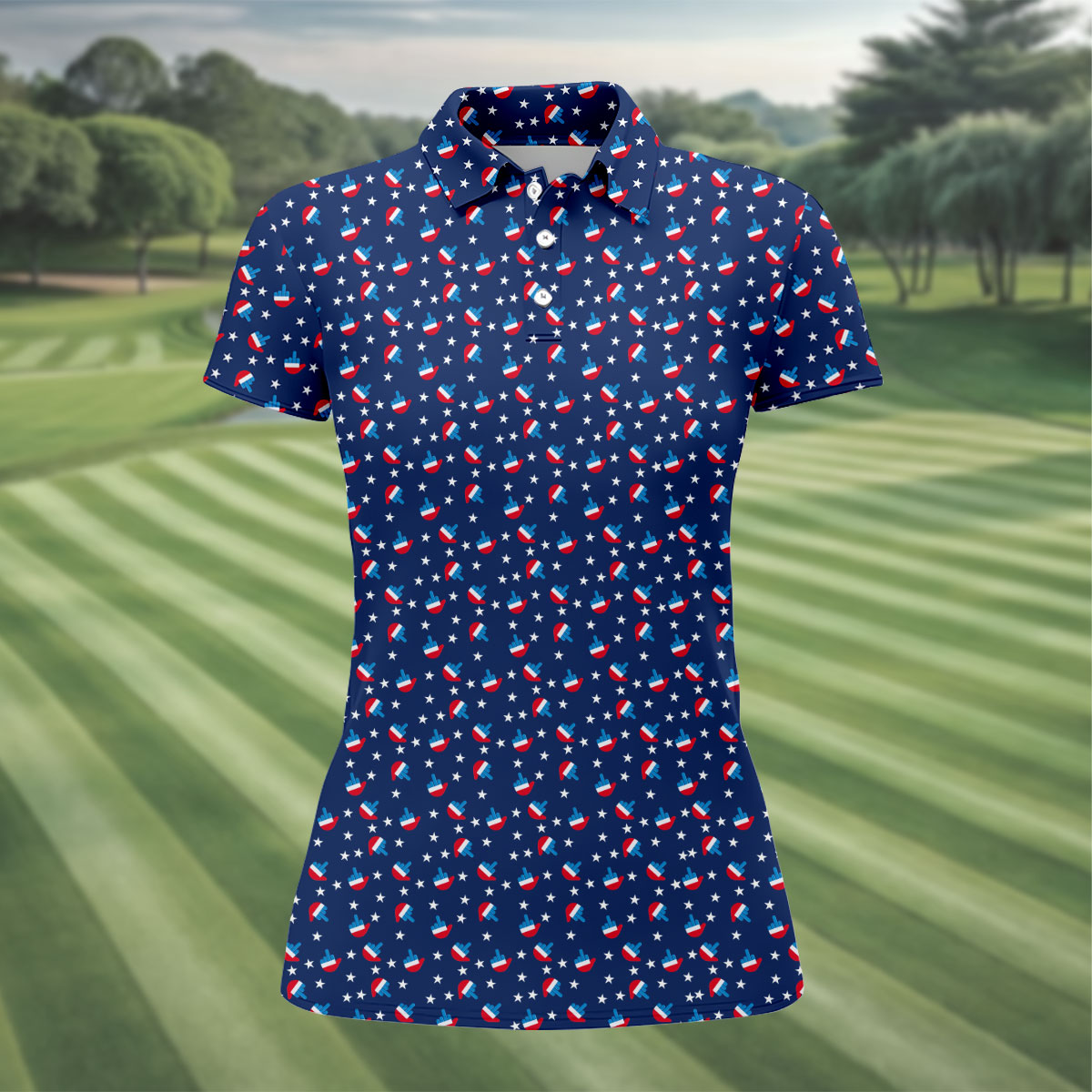Red White Blue Dirty Finger 4th Of July Golf Shirt, Patriotic Golf Shirt, 250th Anniversary Golf Shirt For Women