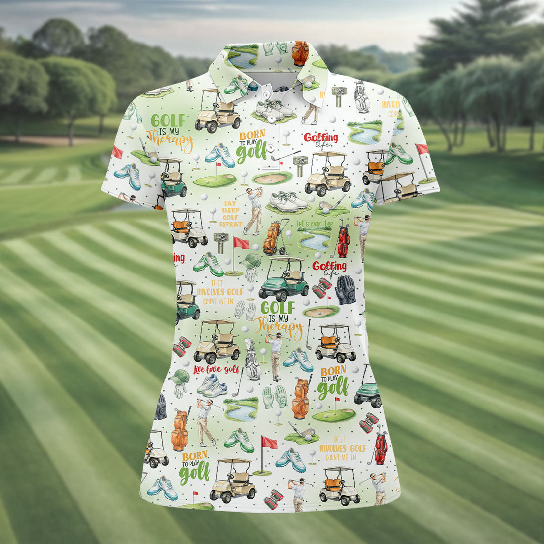 Born To Play Golf Let's Par Tee White Golf Shirt, Fun Women's Golf Shirts, Ladies Golf Shirts, Golfing Apparel