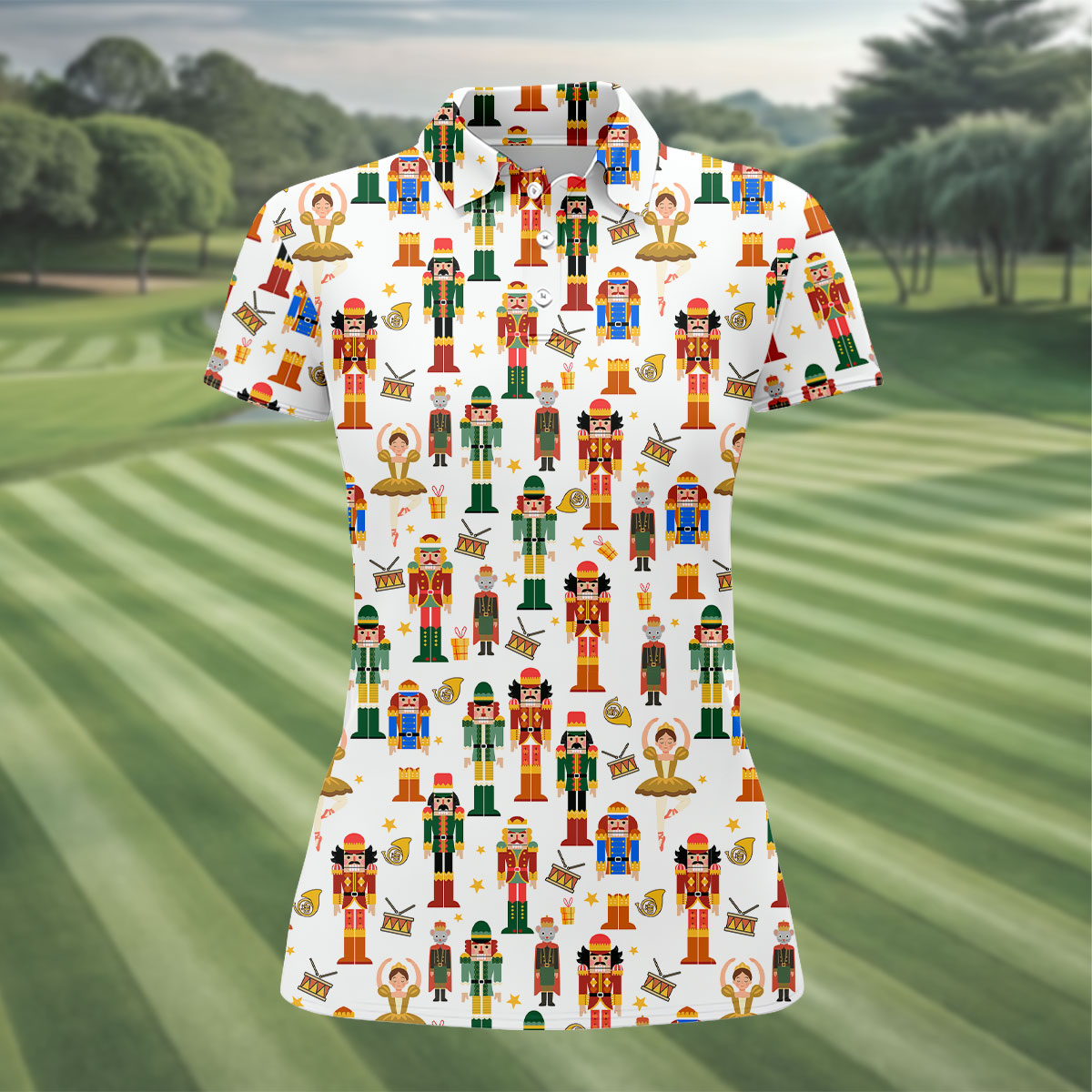 Nutcracker Christmas Women's Golf Shirts, Cute Women's Golf Clothes, Christmas Golf Shirt, Golfing Apparel